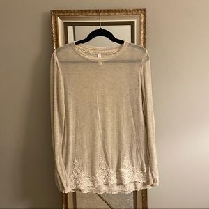 Semi sheer knit top with lacy bottom